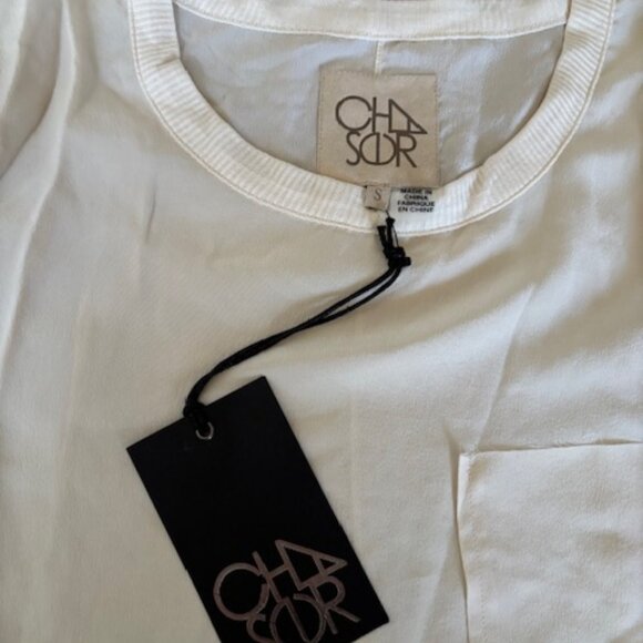 Chaser Ivory Silk Long Sleeve Pullover Top Blouse NWT Small - Picture 4 of 7